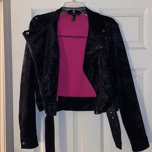 F21 velvet moto jacket